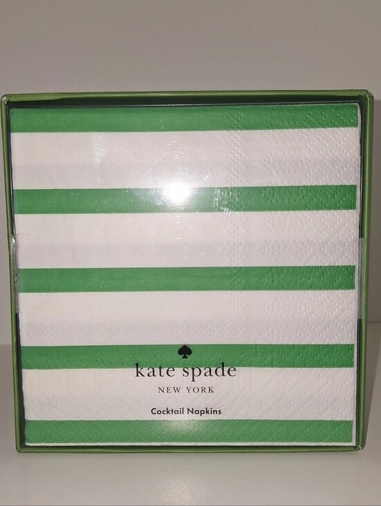 kate spade Accessories - Kate Spade Green & White Striped Breton Cocktail Napkins NWT
